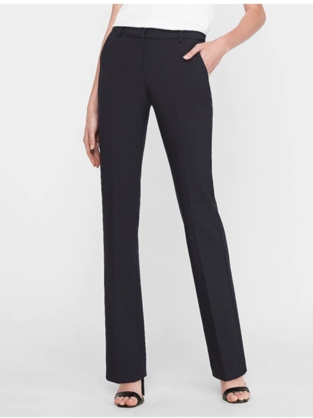 Express Tall Columnist Barely Boot Mid-Rise Trouser Pant Career Stretch Navy 14L